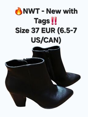 🔥NWT‼️Le Chateau - Black Leather Boots - Size 37EU / 6.5-7US